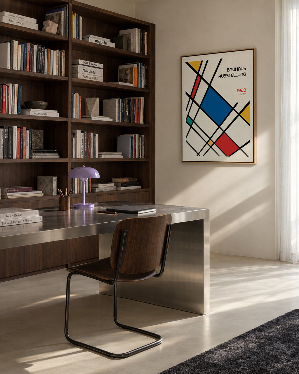 Bauhaus Geometric Design Retro - Framed canvas in an interior