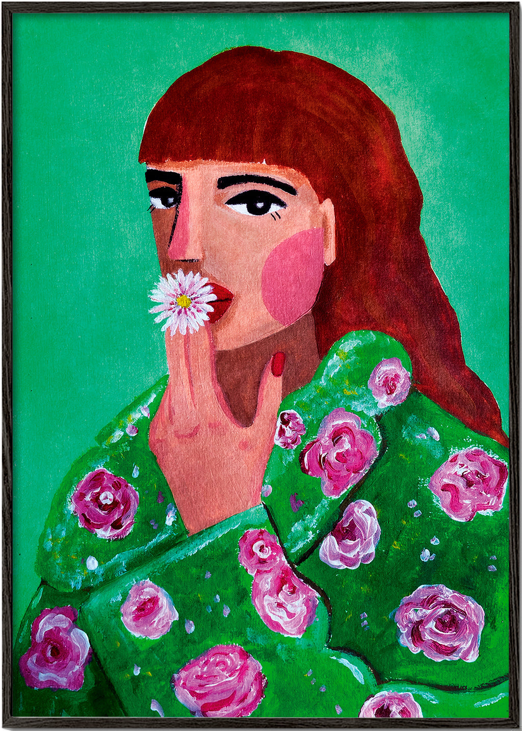 Botanische poster: vrouwenportret met madelief
