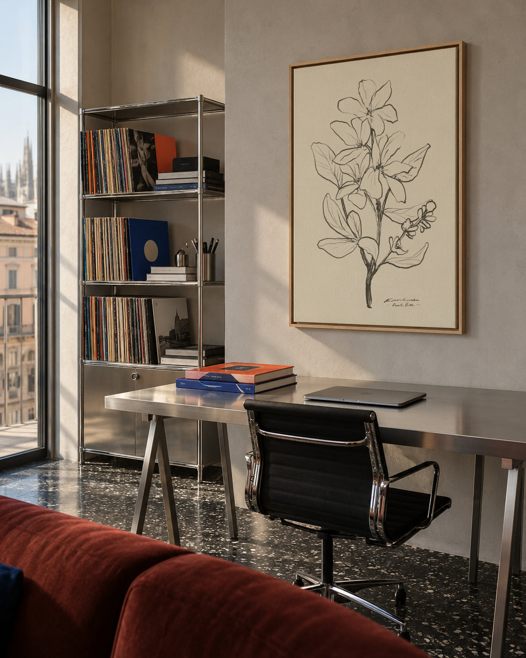 Floral 1 - Framed canvas in an interior