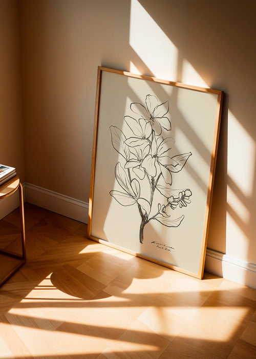 Botanische print — lijntekening bloem