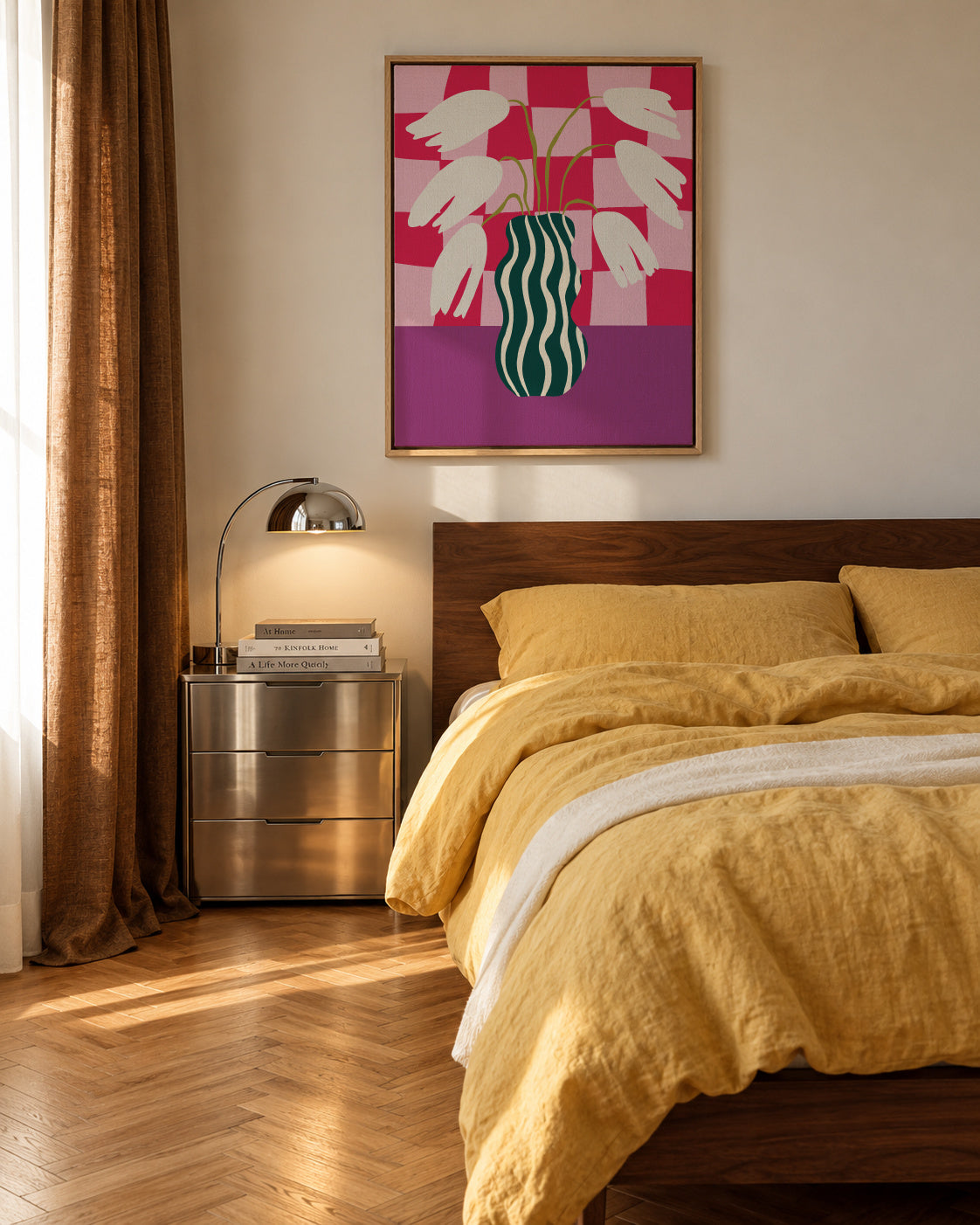 Blossoming Beauties - Framed canvas in an interior