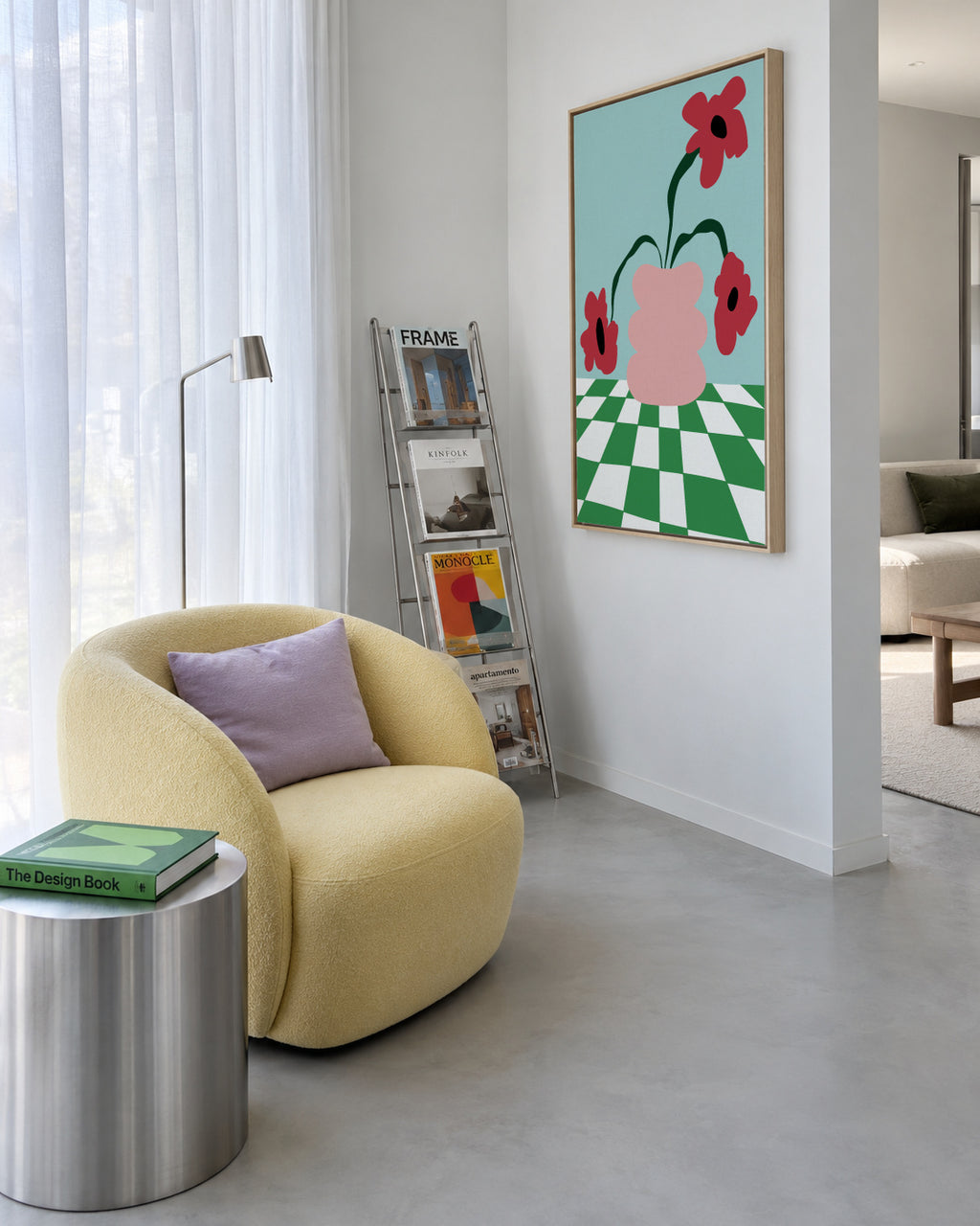 Bold Clay Florals - Framed canvas in an interior