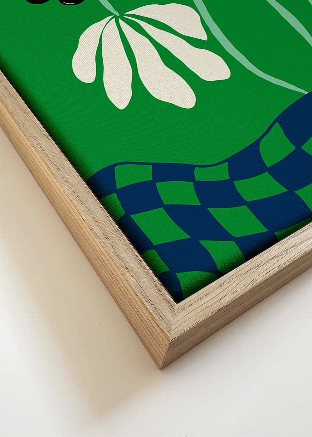 Botanische poster: blauwe grafische bloem op groen