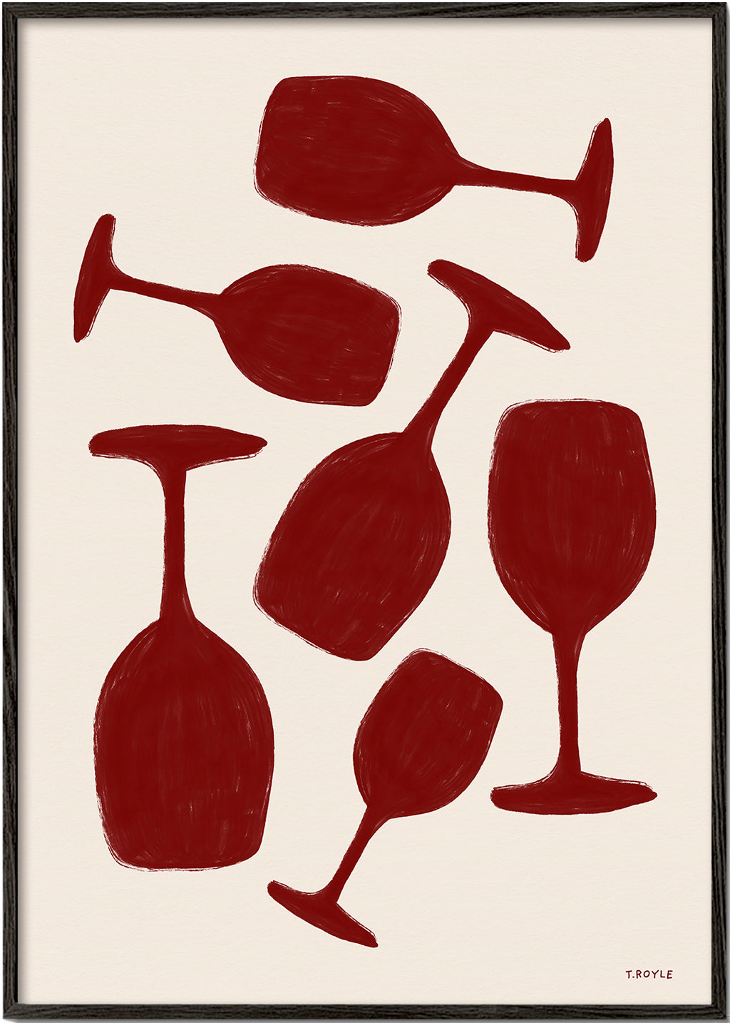 Keuken kunst rode wijnglazen minimalistisch