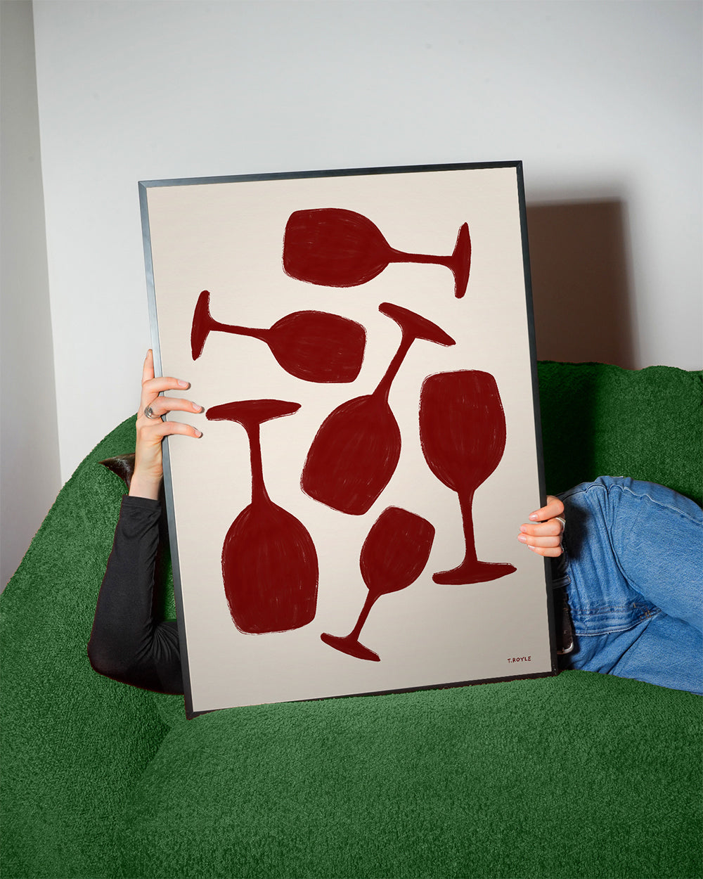 Keuken kunst rode wijnglazen minimalistisch