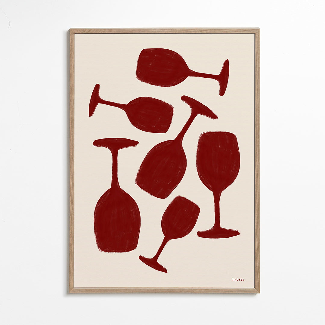 Keuken kunst rode wijnglazen minimalistisch