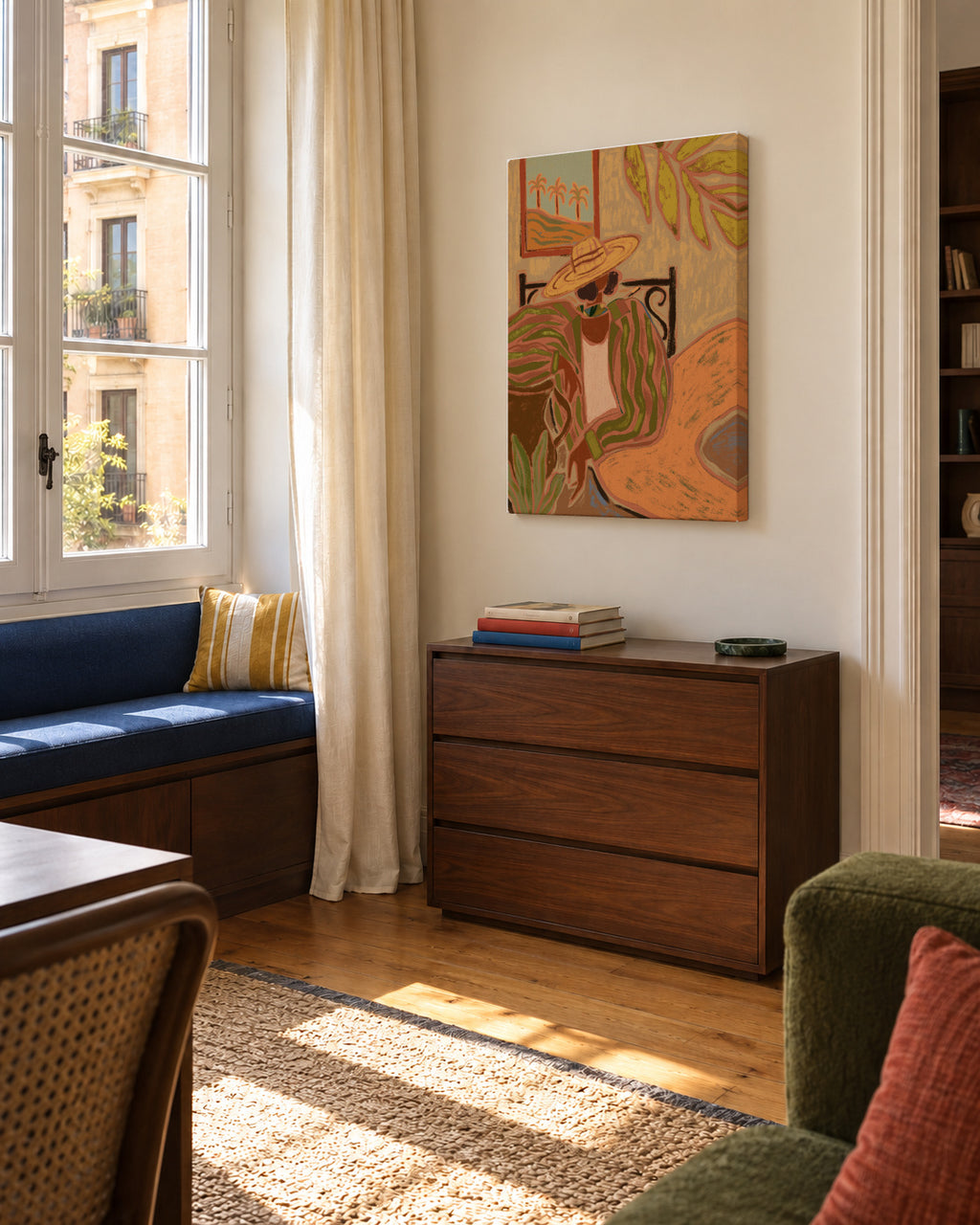 Lady in Stripe - Unframed canvas in an interior