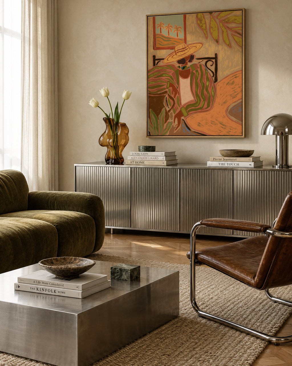 Lady in Stripe - Framed canvas in an interior