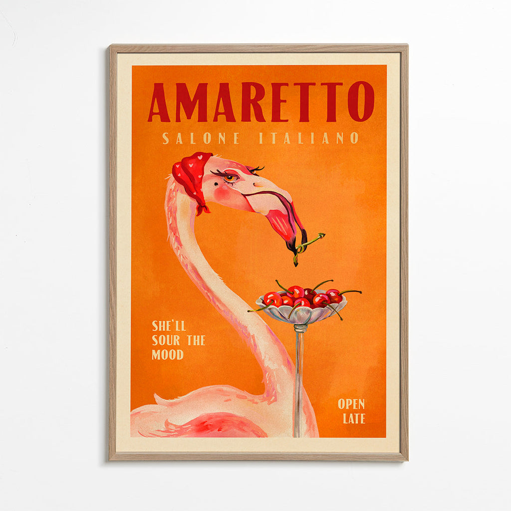 Keuken kunst vintage flamingo met cocktail