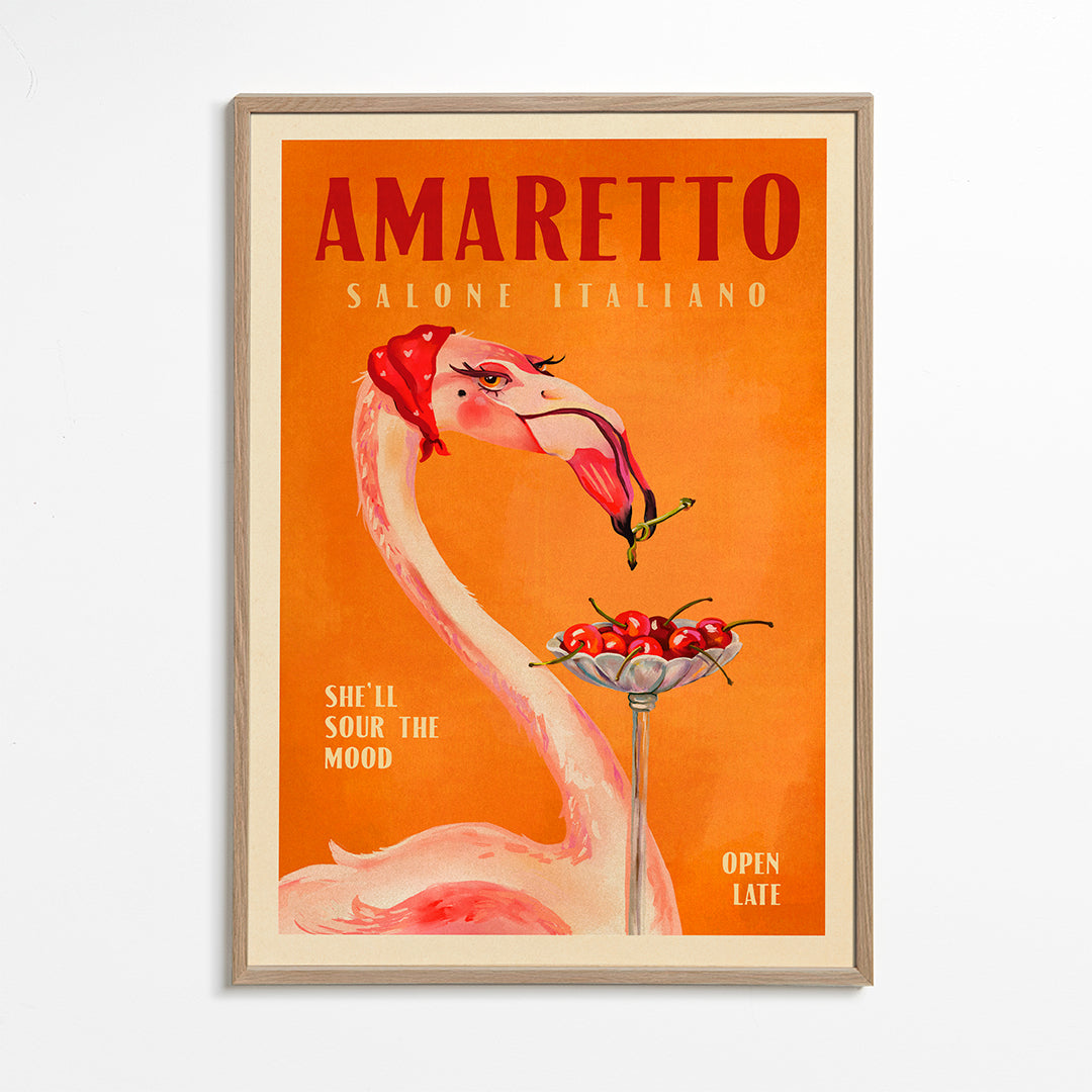 Keuken kunst vintage flamingo met cocktail