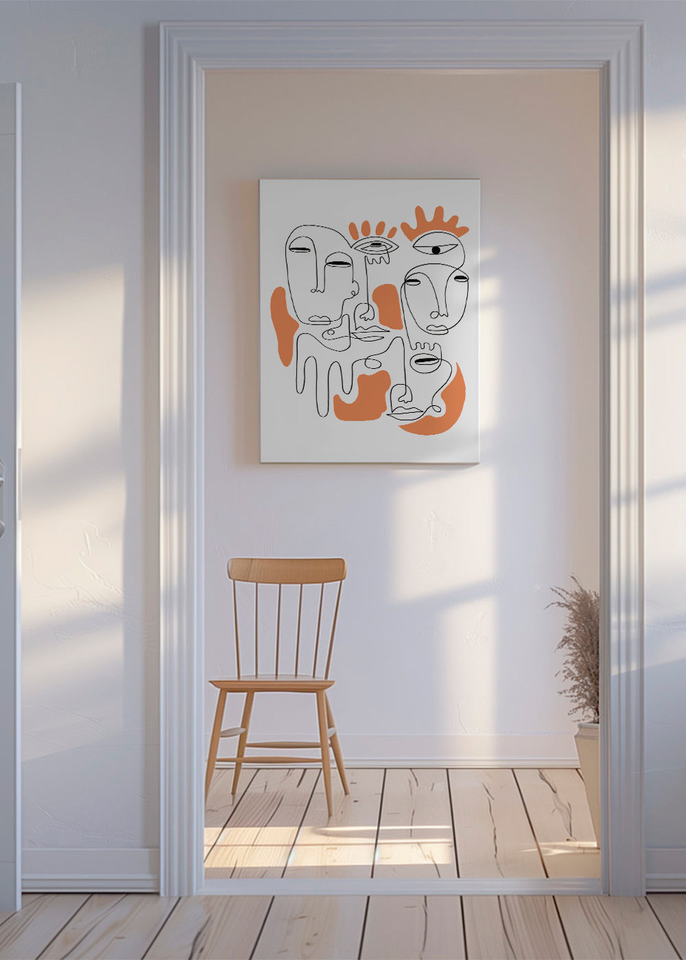 Lineaire gezichten illustratie in doorlopende lijn