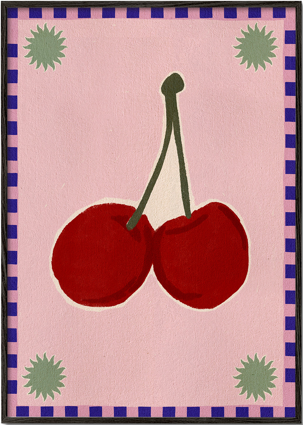 Keuken kunst met kersen-duo op roze