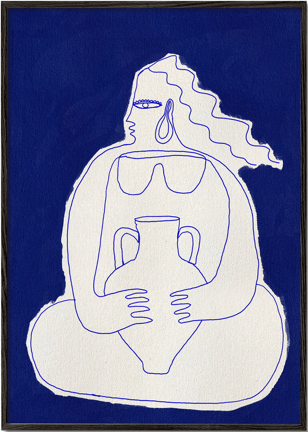 Illustratie van figuur met amfoor op blauwe achtergrond