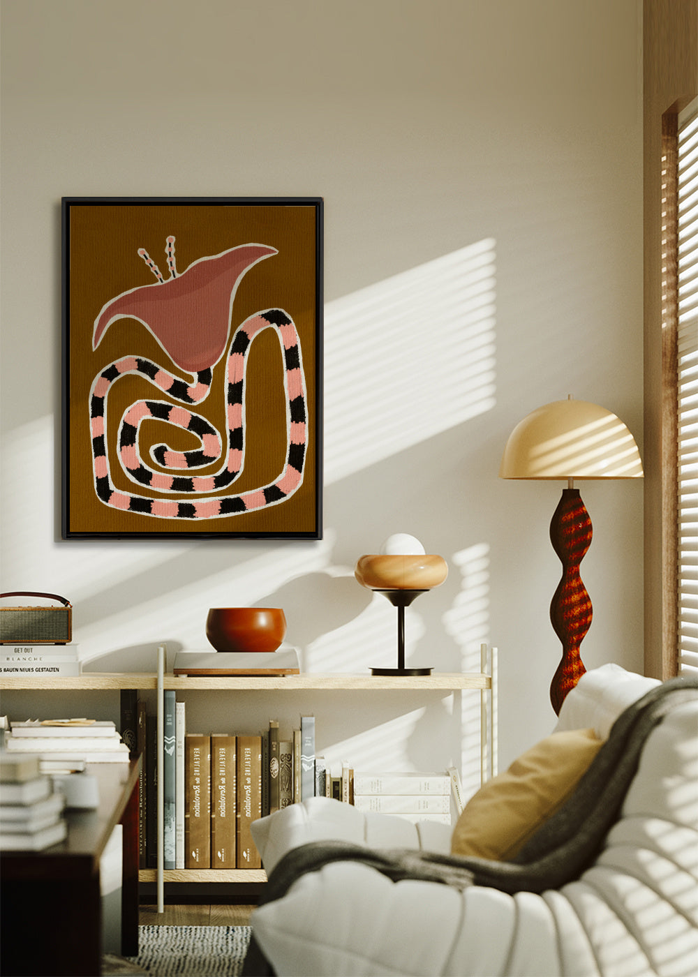 Delicate Bloom 7 - Framed canvas in an interior