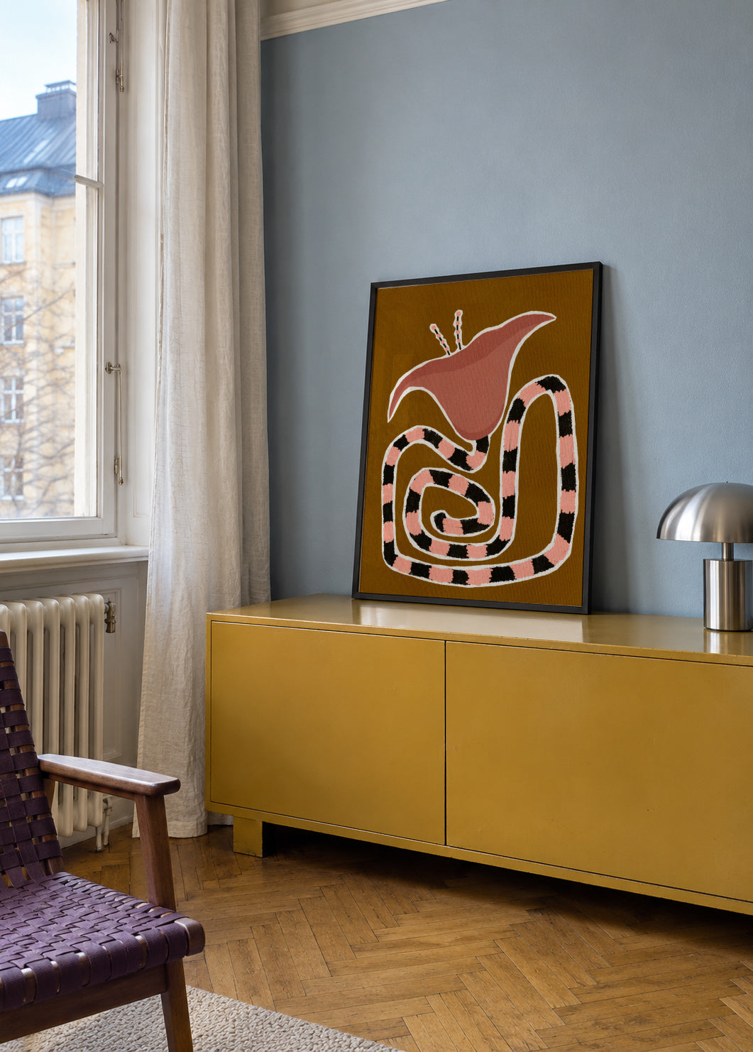 Delicate Bloom 7 - Framed poster in an interior