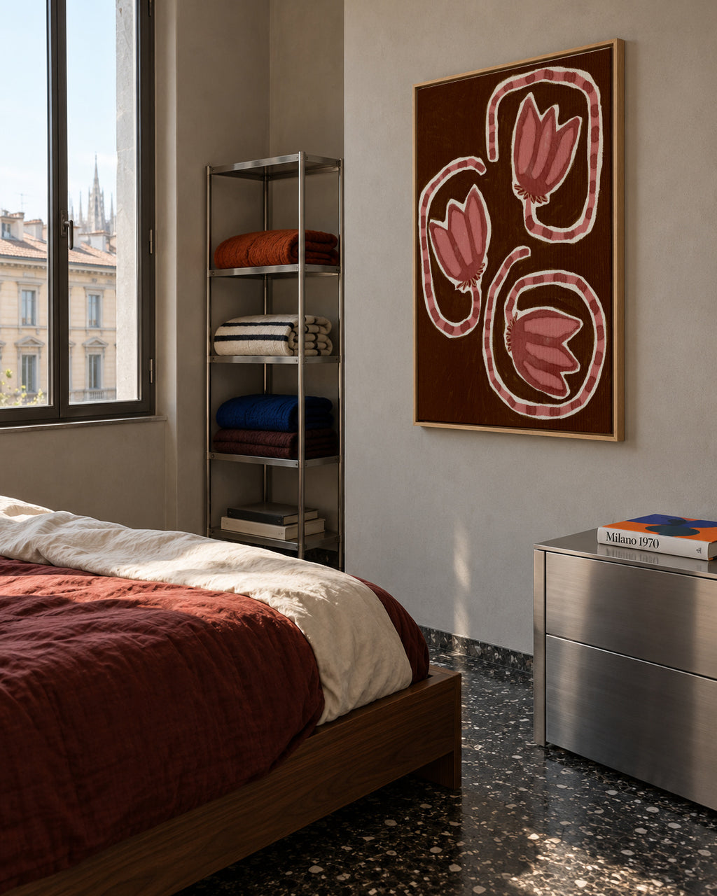 Delicate Bloom 19 - Framed canvas in an interior