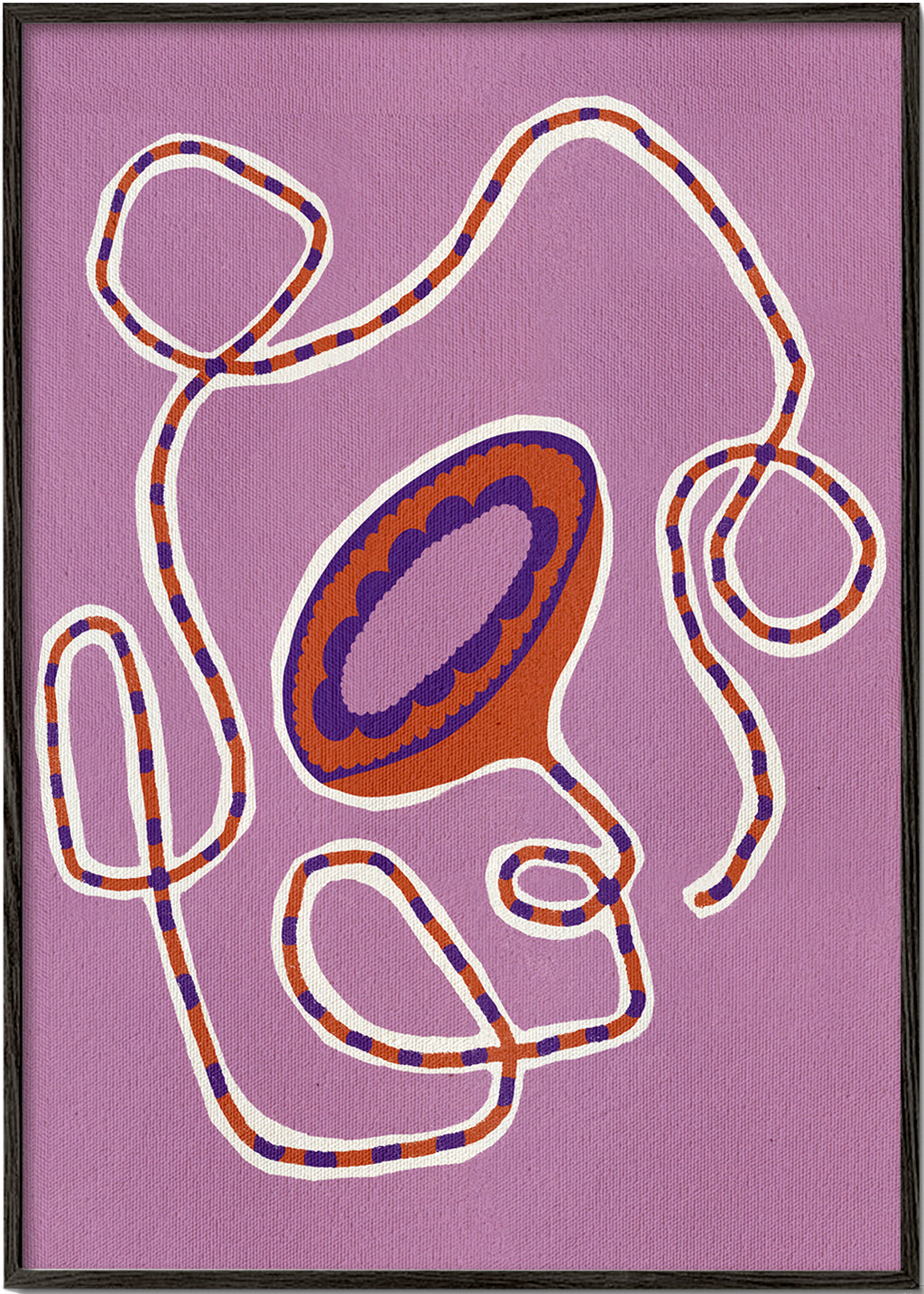 Botanische print met abstracte lila bloem