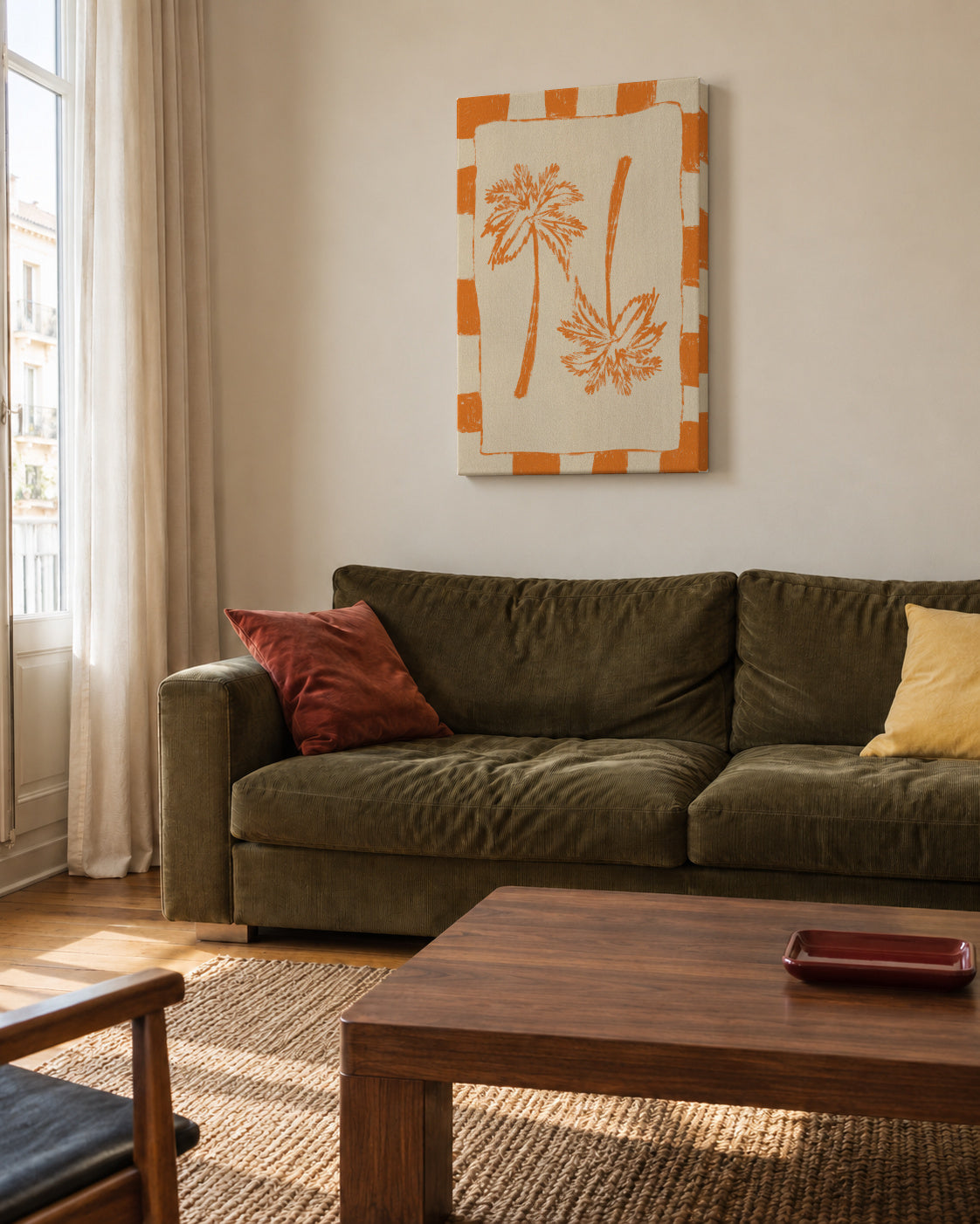 Palm paradise – Orange - Unframed canvas in an interior