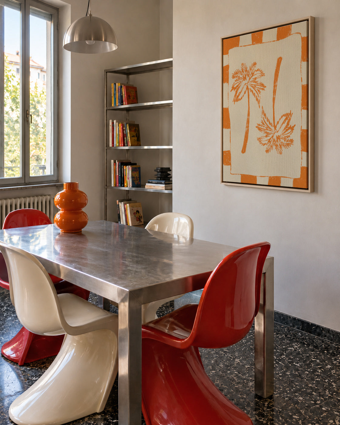 Palm paradise – Orange - Framed canvas in an interior