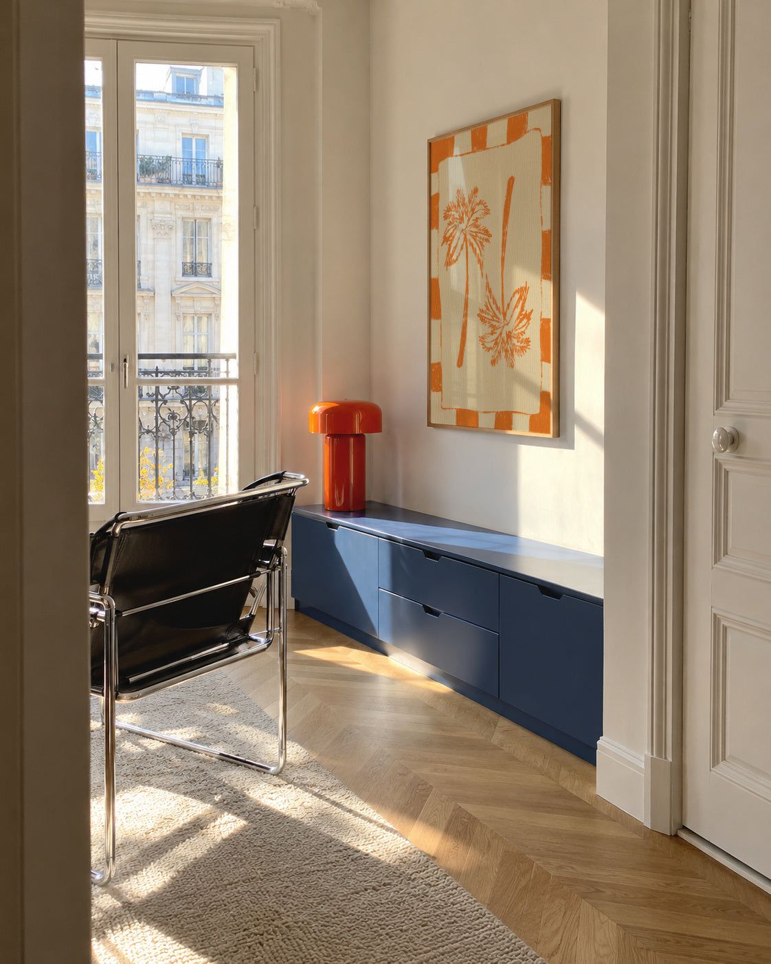 Palm paradise – Orange - Framed poster in an interior