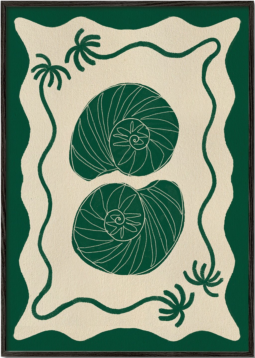 Botanische poster met groene schelpen