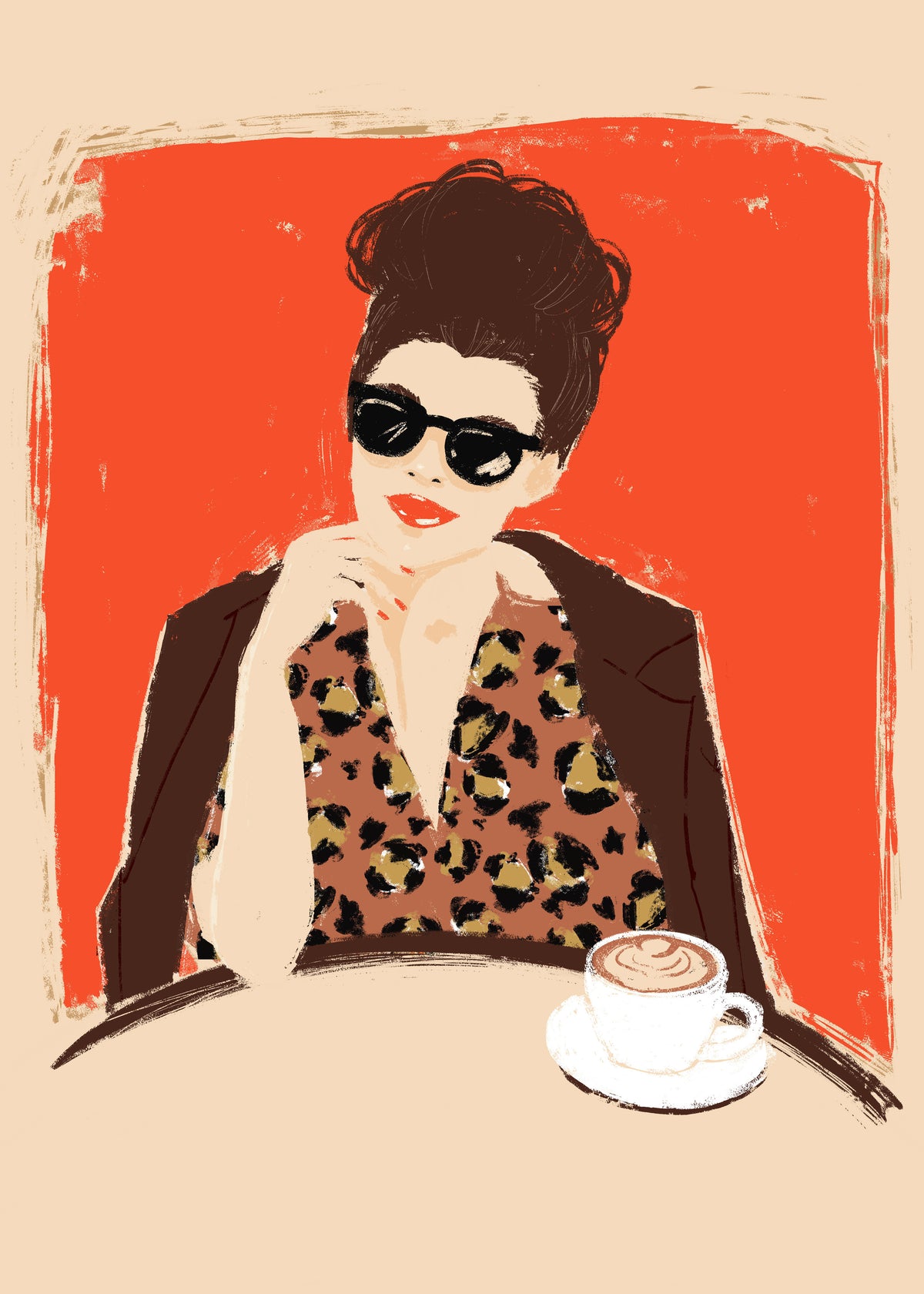At the Café - Unframed art print
