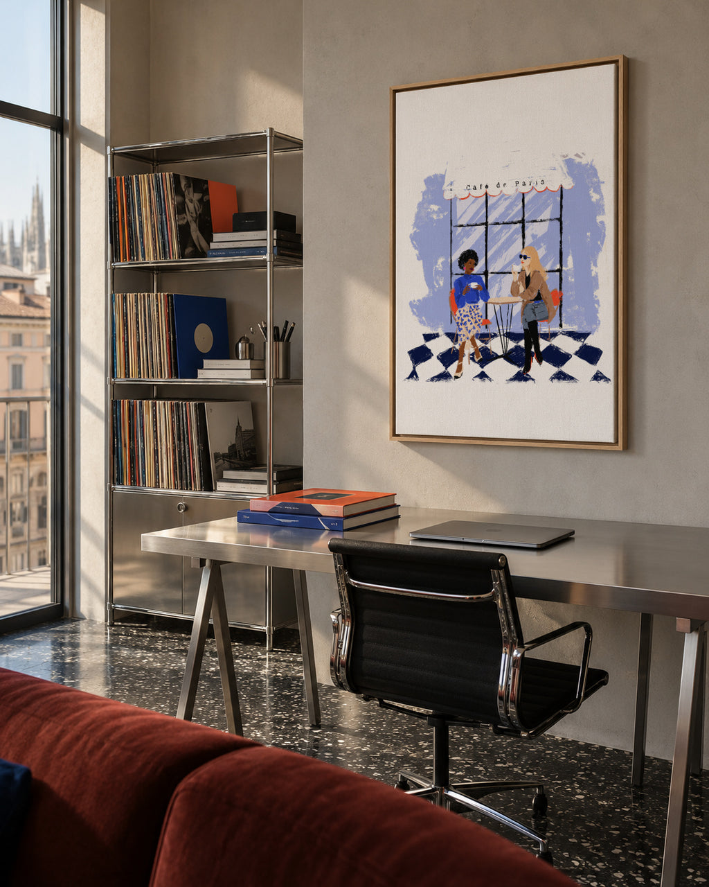 Café de Paris - Framed canvas in an interior
