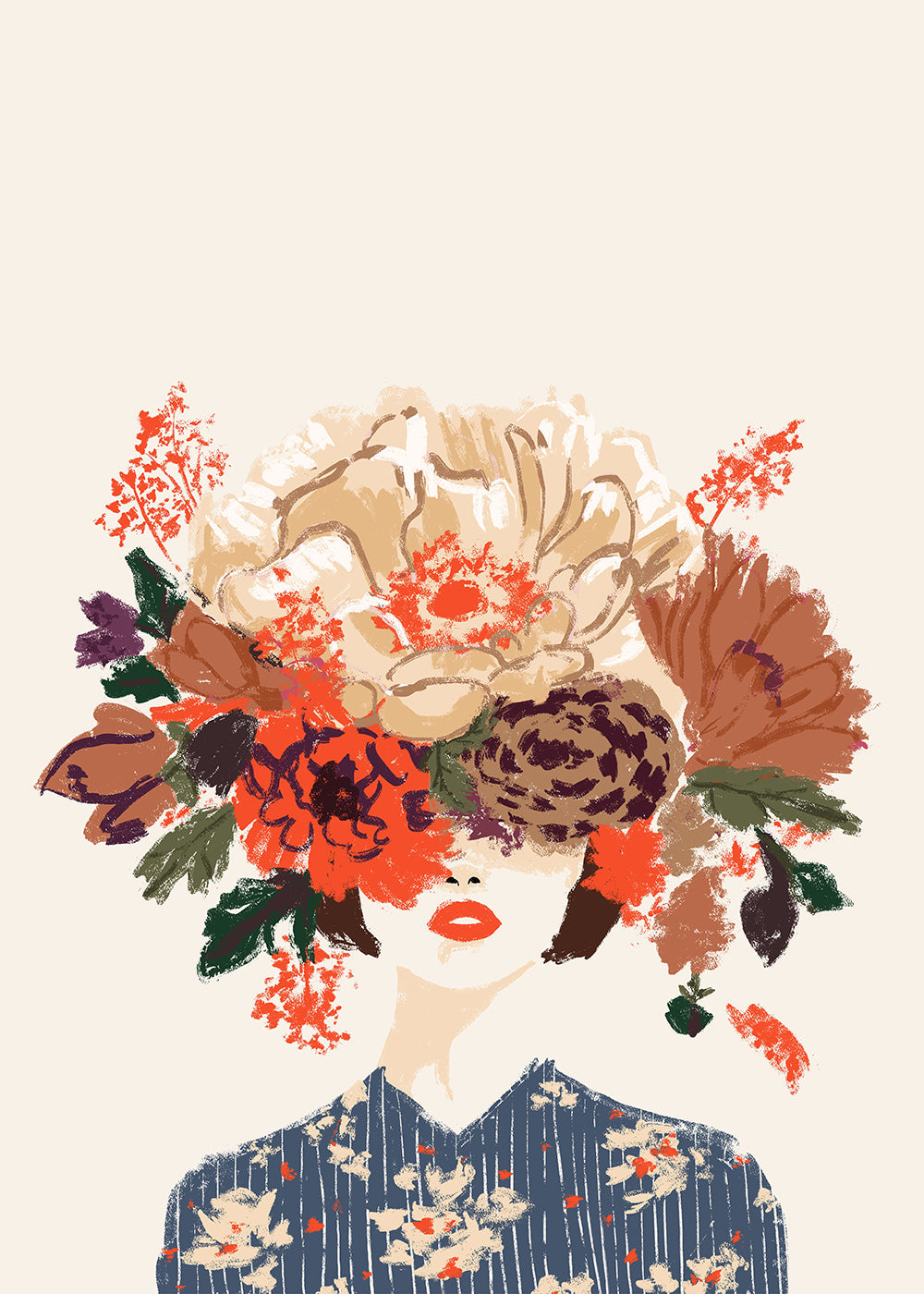 Botanische poster met bloemkroon illustratie