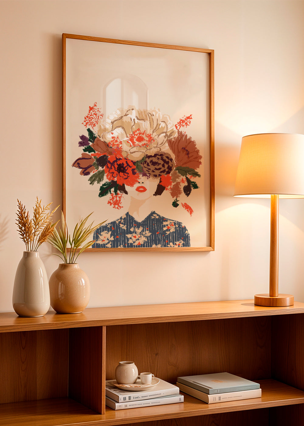 Botanische poster met bloemkroon illustratie