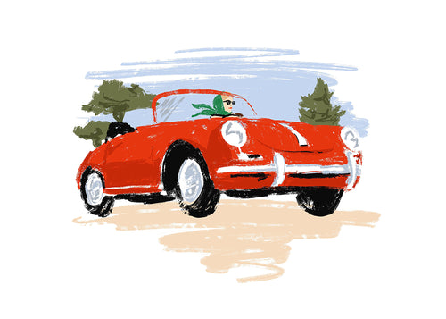 Illustratie klassieke rode auto