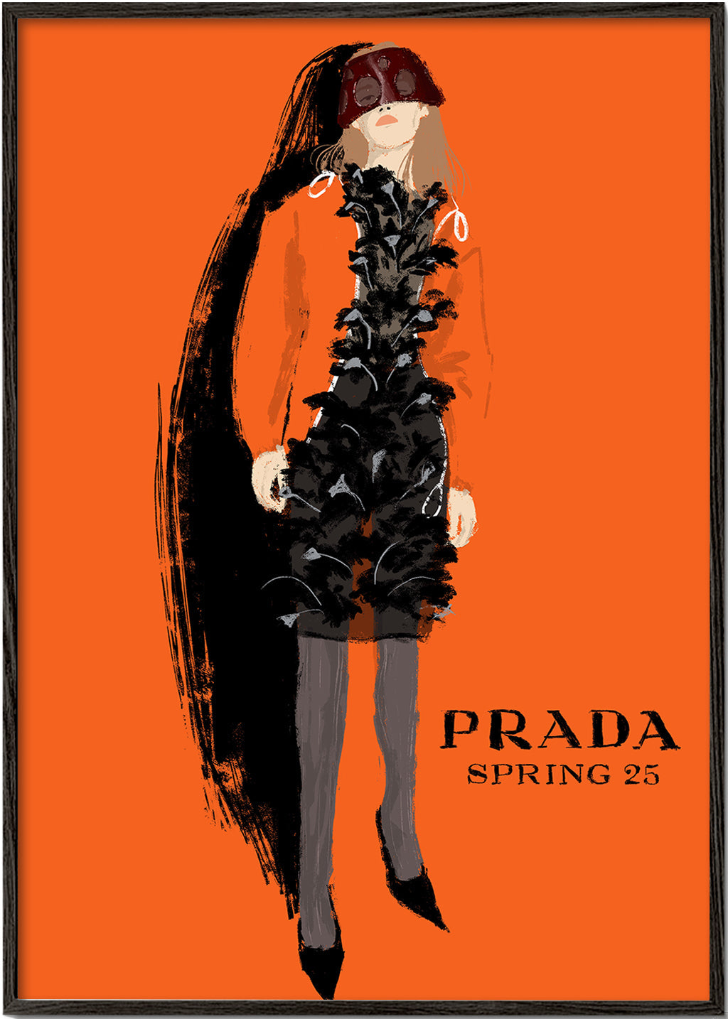 PRADA mode-illustratie op oranje