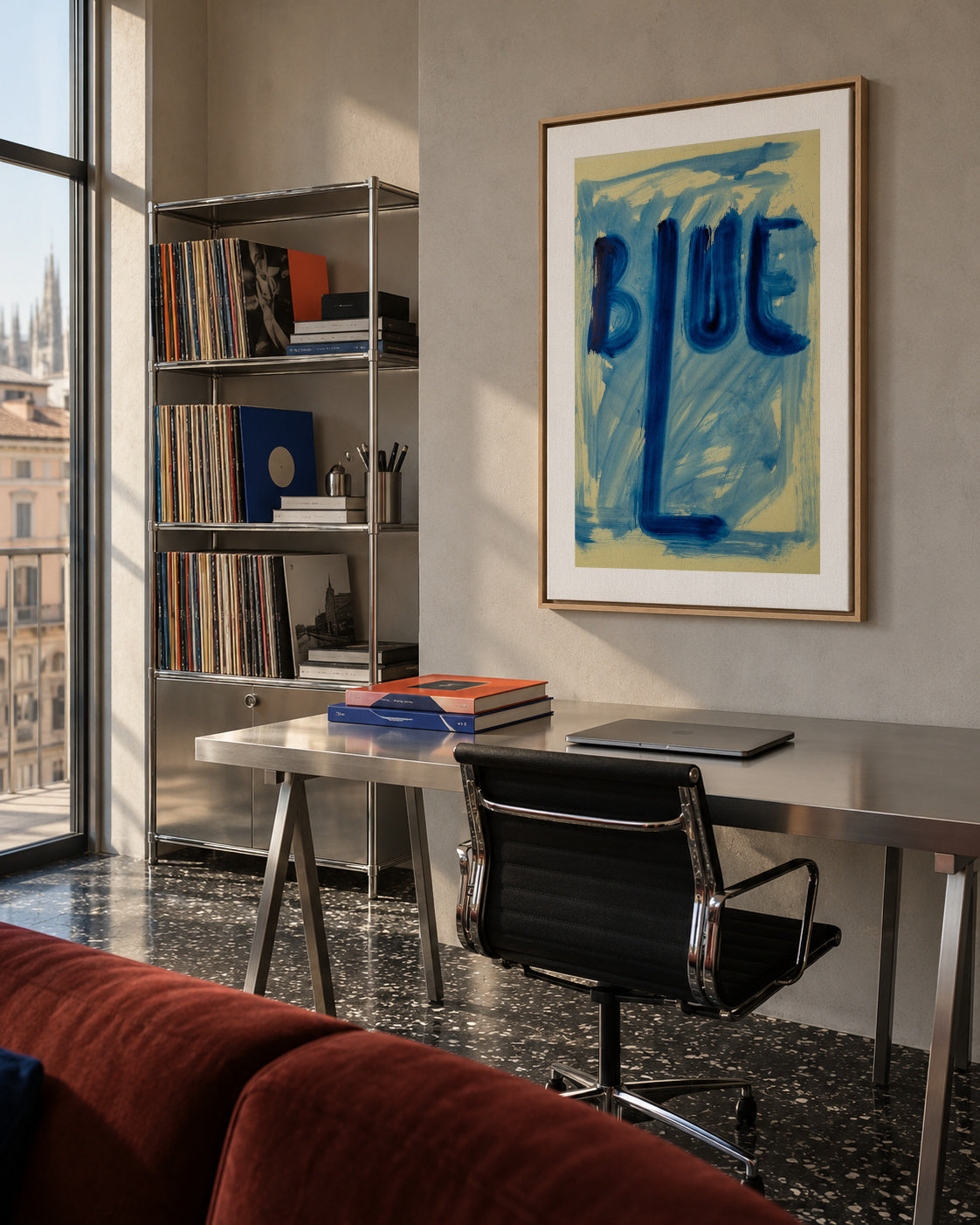 Blue - Framed canvas in an interior
