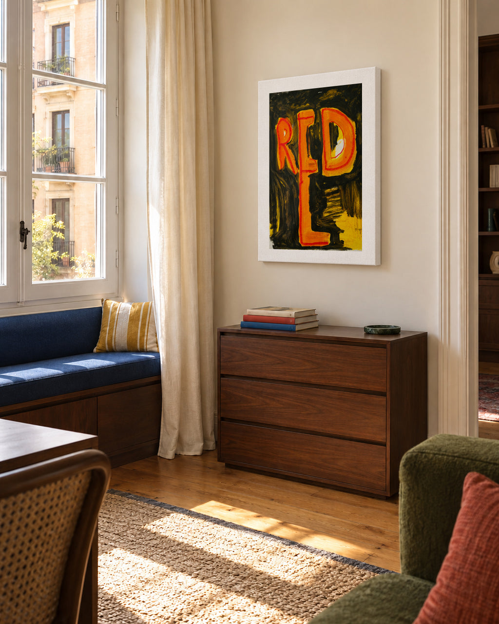 Red - Unframed canvas in an interior