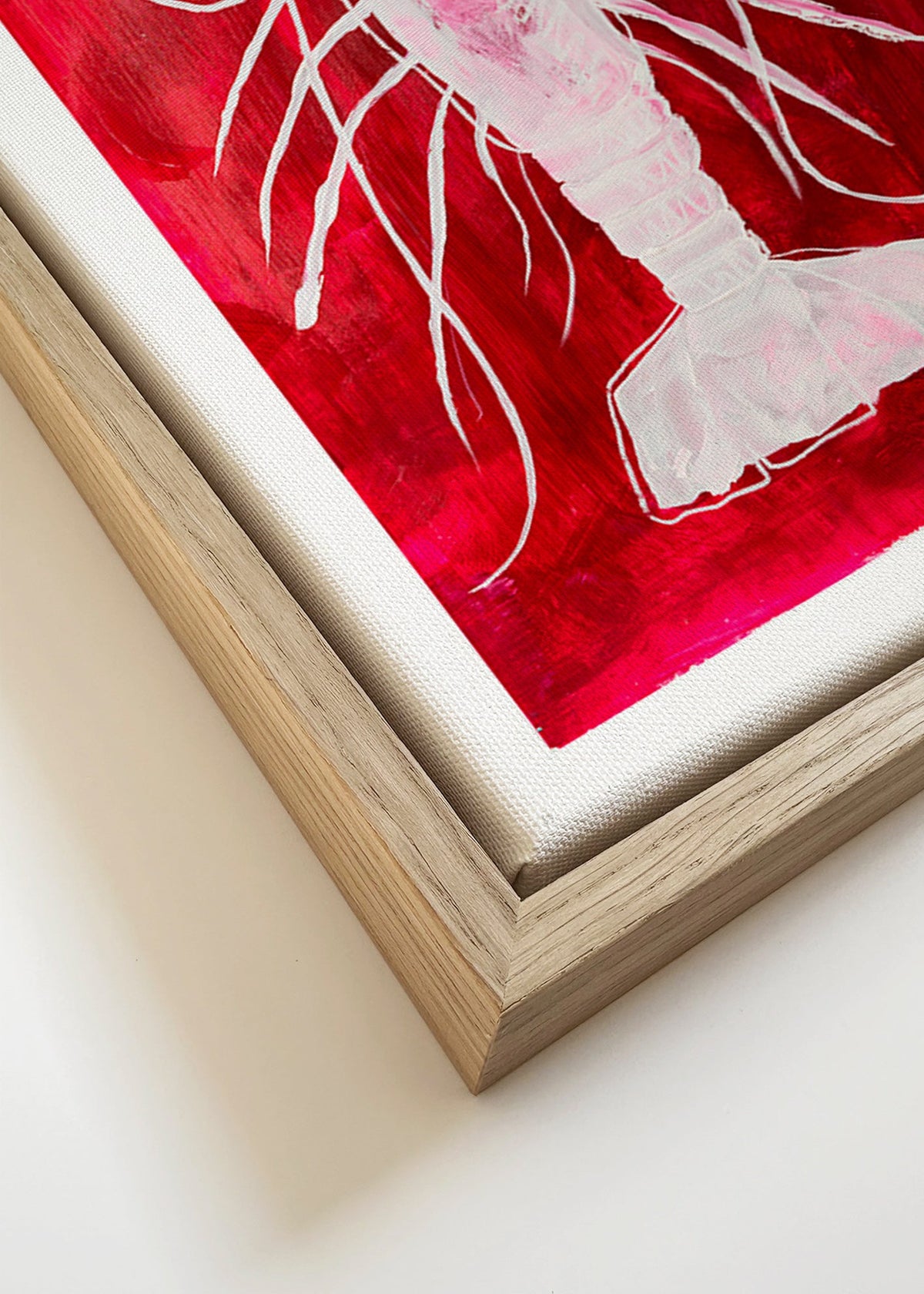 Keuken kunst: witte kreeft op rode achtergrond – Canvas detail