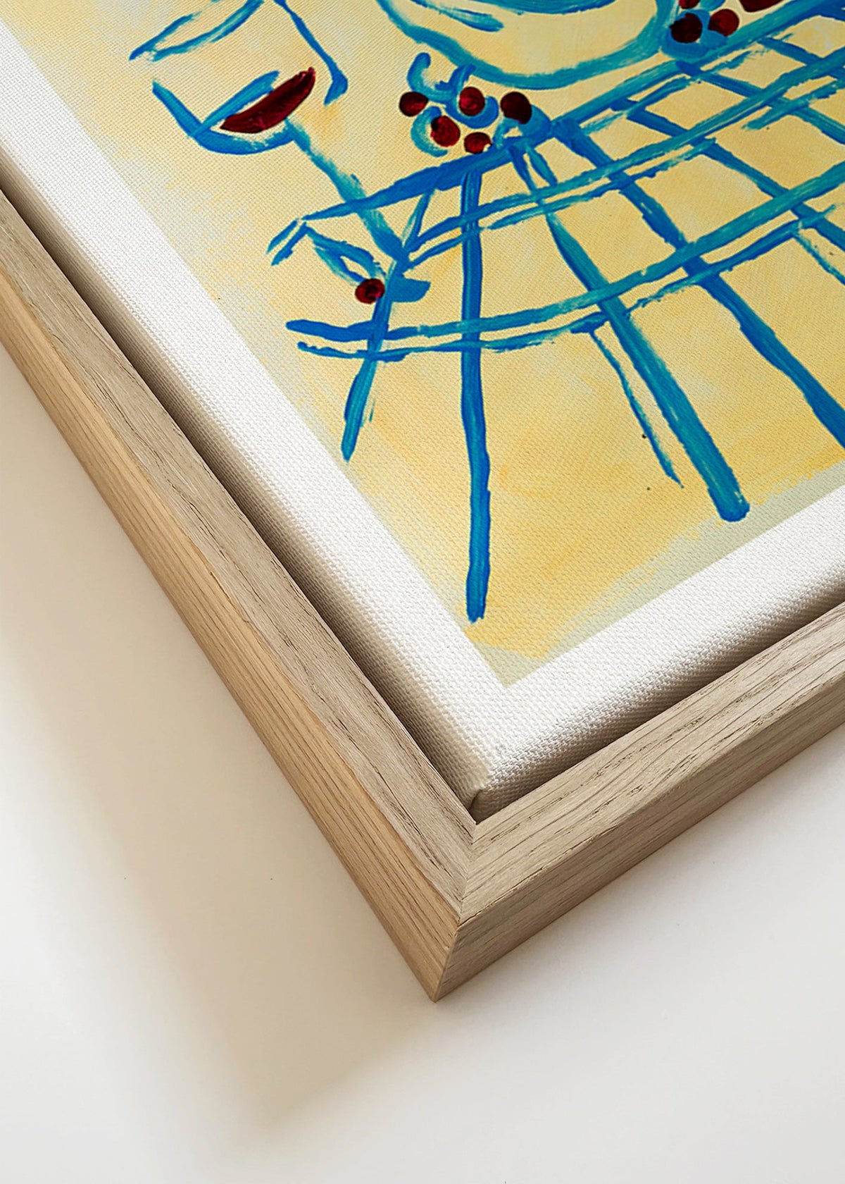 Keuken kunst: blauw stilleven met bananen – Canvas detail