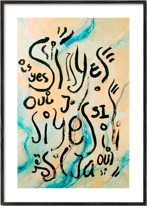 Illustratie met handlettering en vloeiende golven – Black Frame