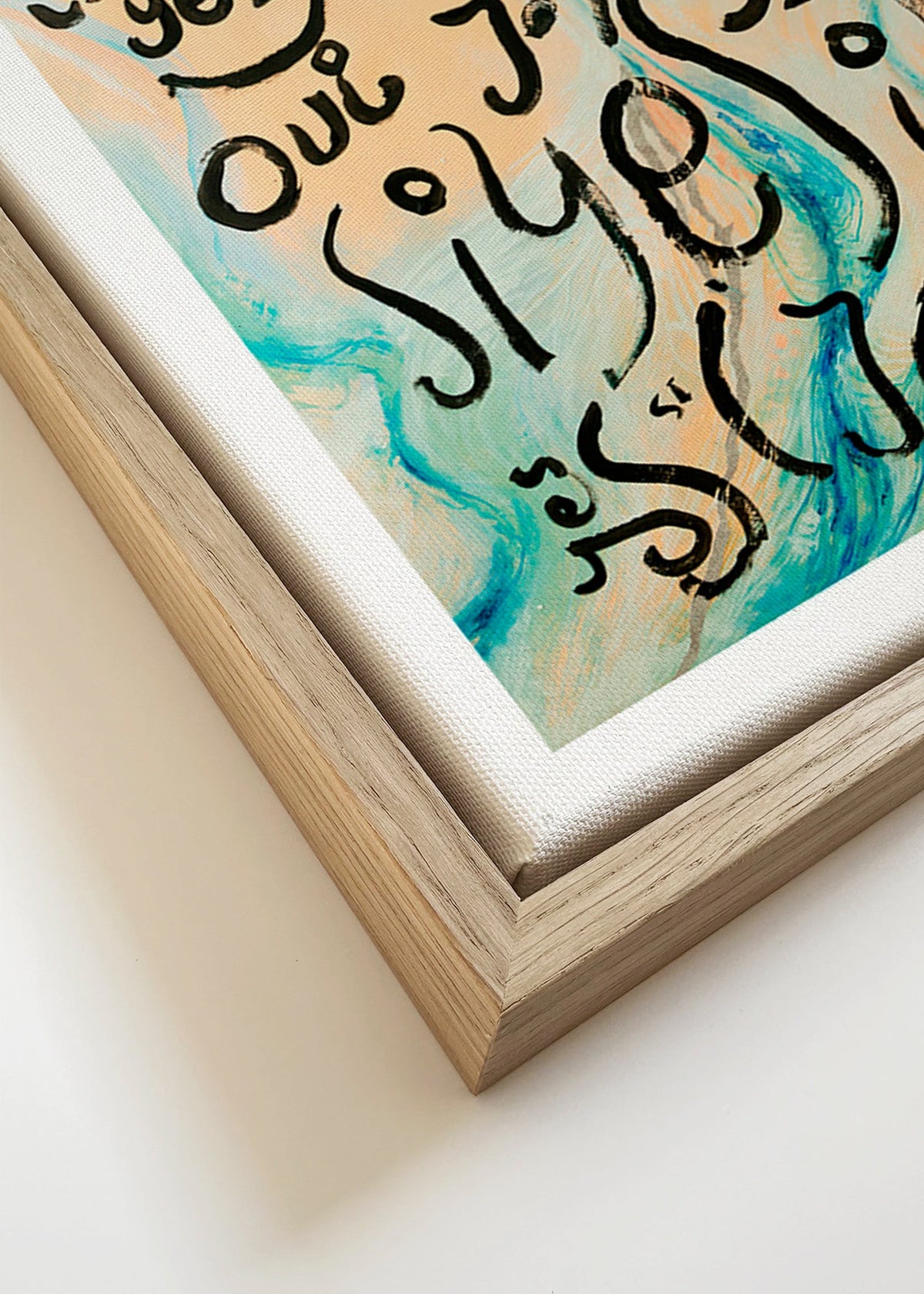 Illustratie met handlettering en vloeiende golven – Canvas detail