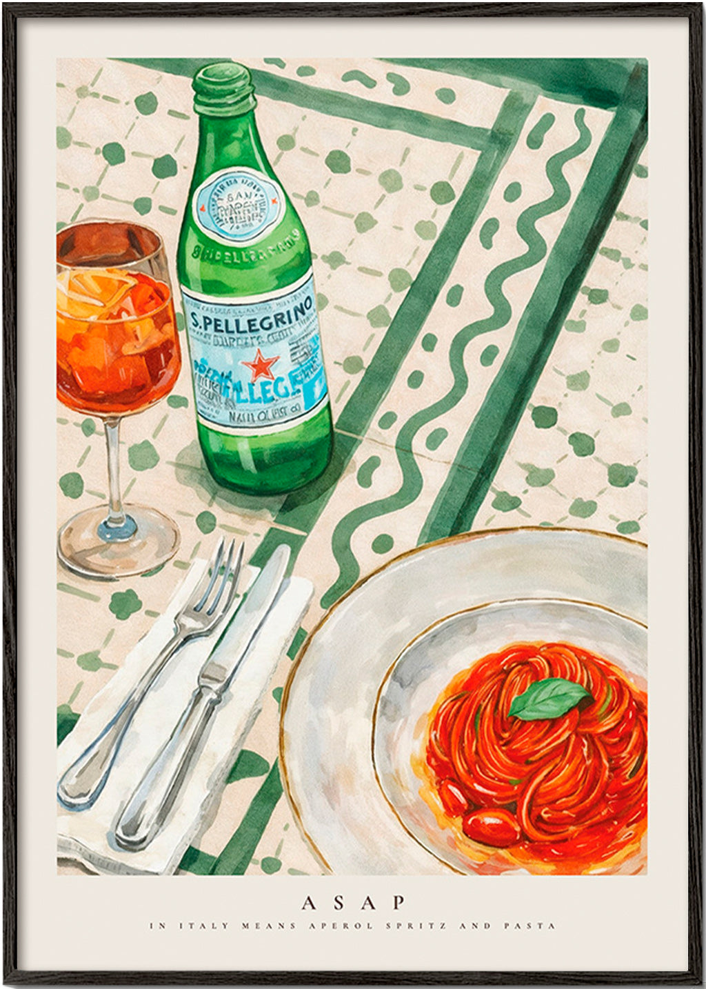 Keuken kunst Aperol Spritz en pasta