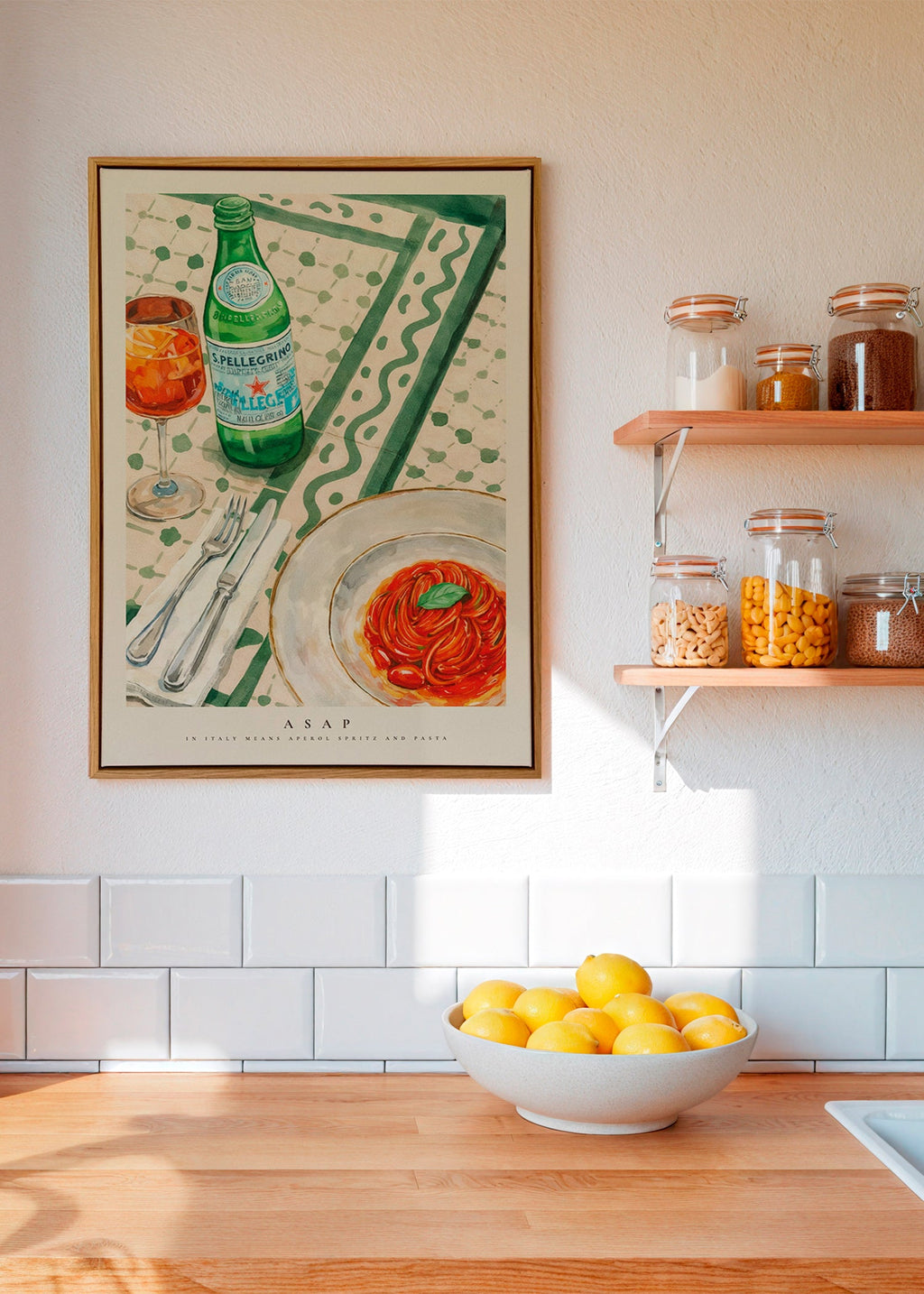 Keuken kunst Aperol Spritz en pasta