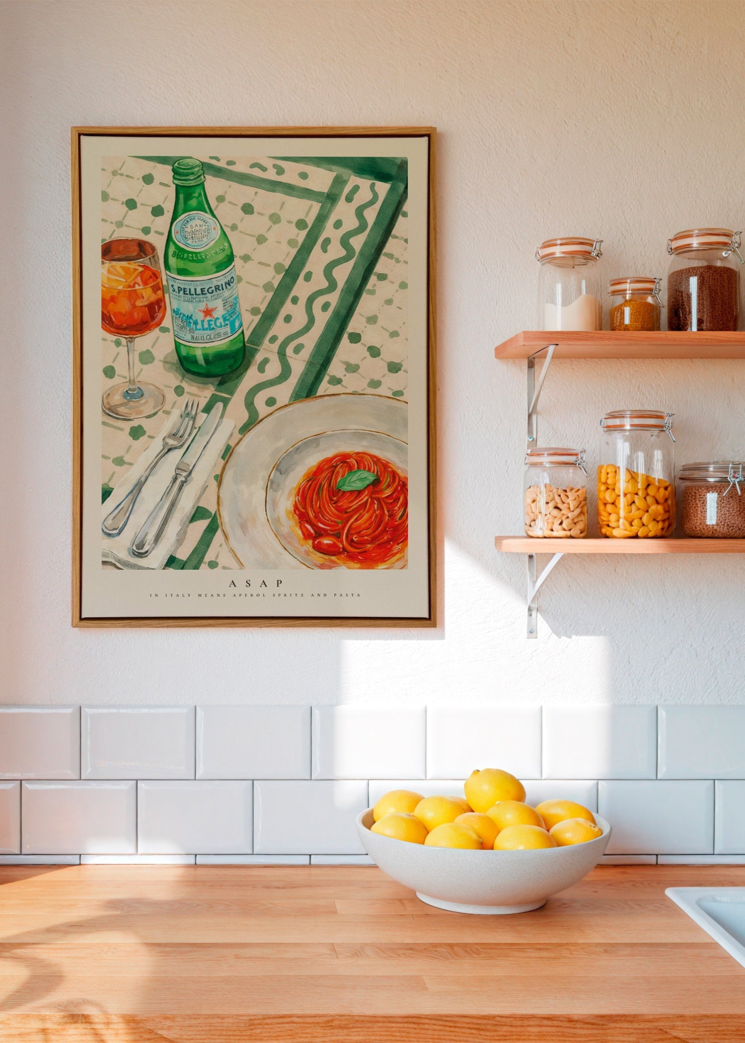 Keuken kunst Aperol Spritz en pasta