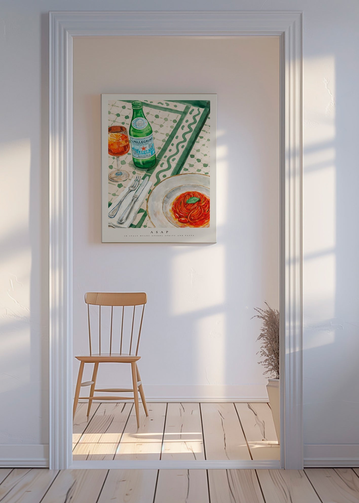 Keuken kunst Aperol Spritz en pasta