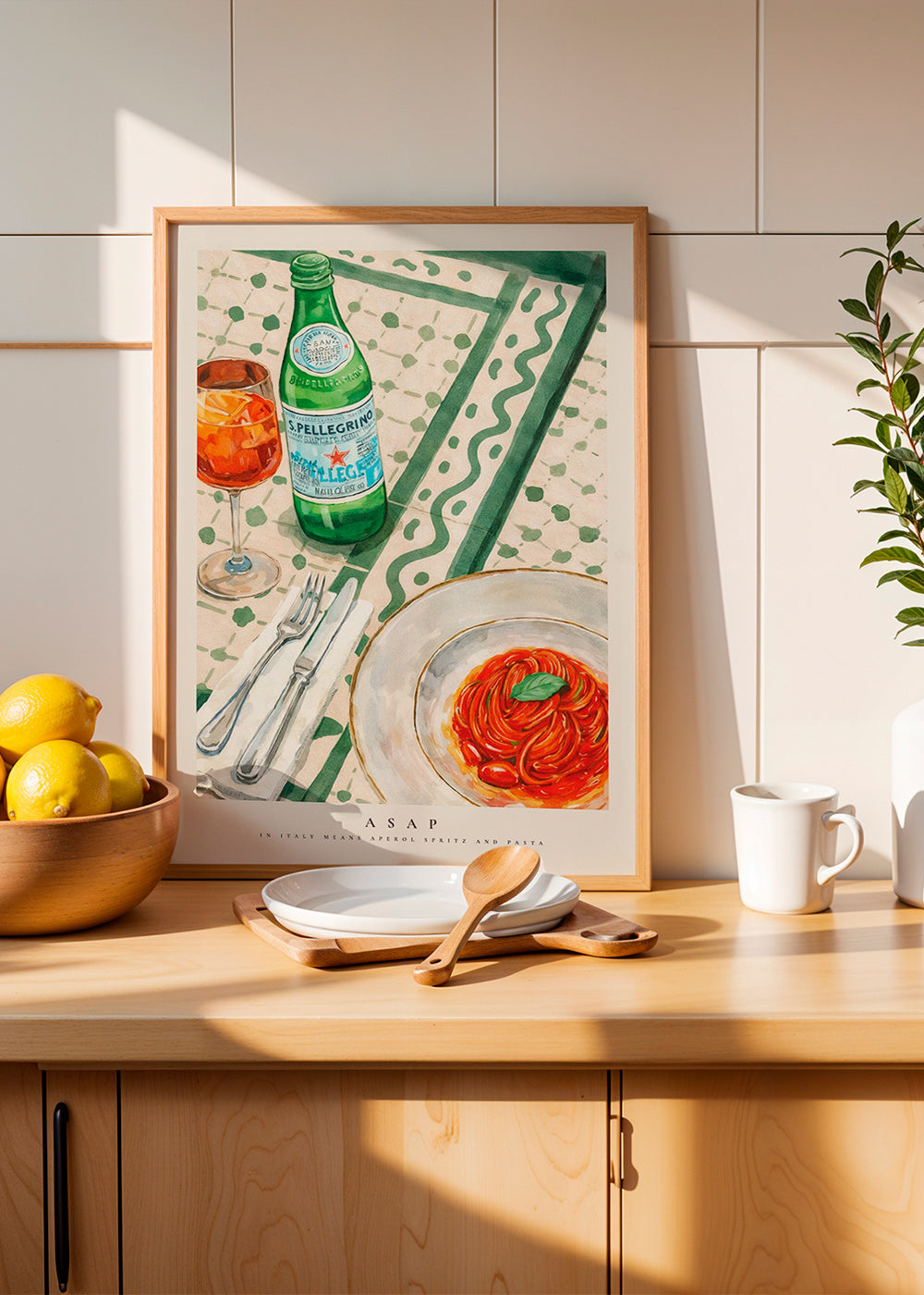 Keuken kunst Aperol Spritz en pasta
