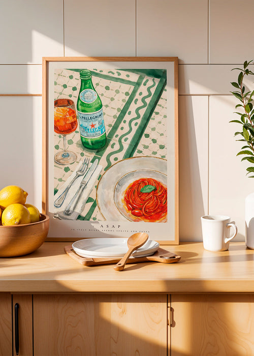 Keuken kunst Aperol Spritz en pasta