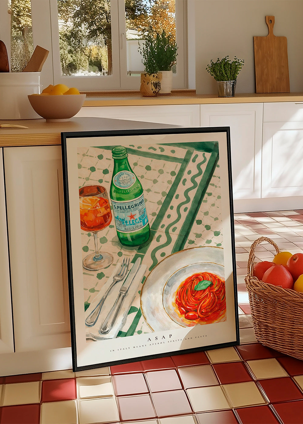 Keuken kunst Aperol Spritz en pasta