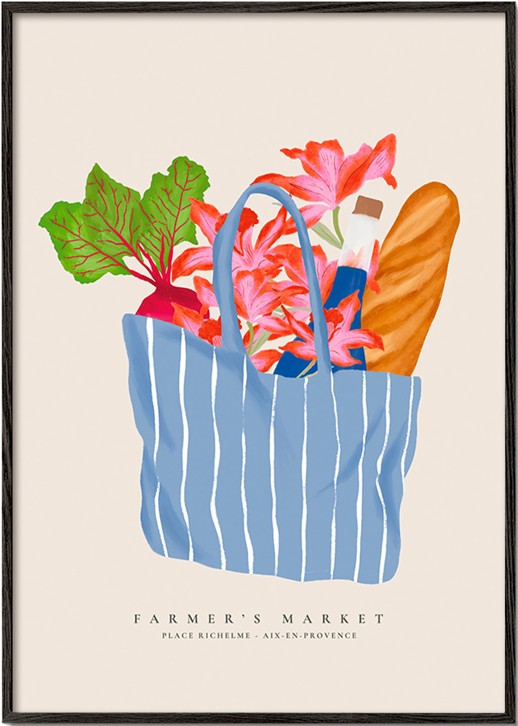 Keuken kunst met markttas illustratie