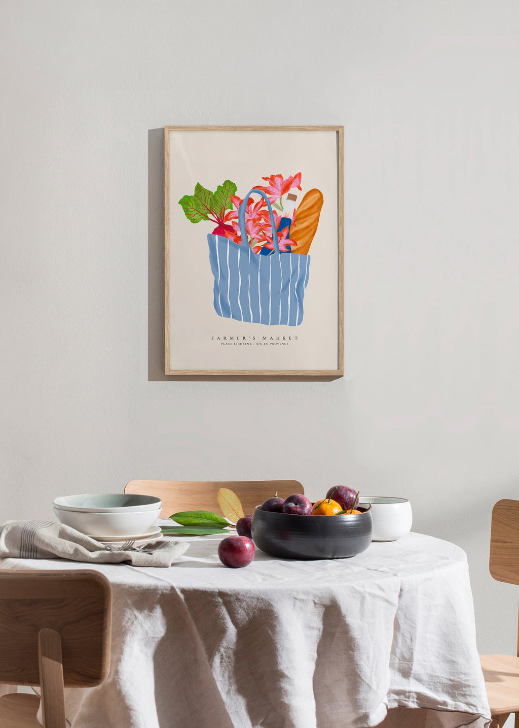 Keuken kunst met markttas illustratie