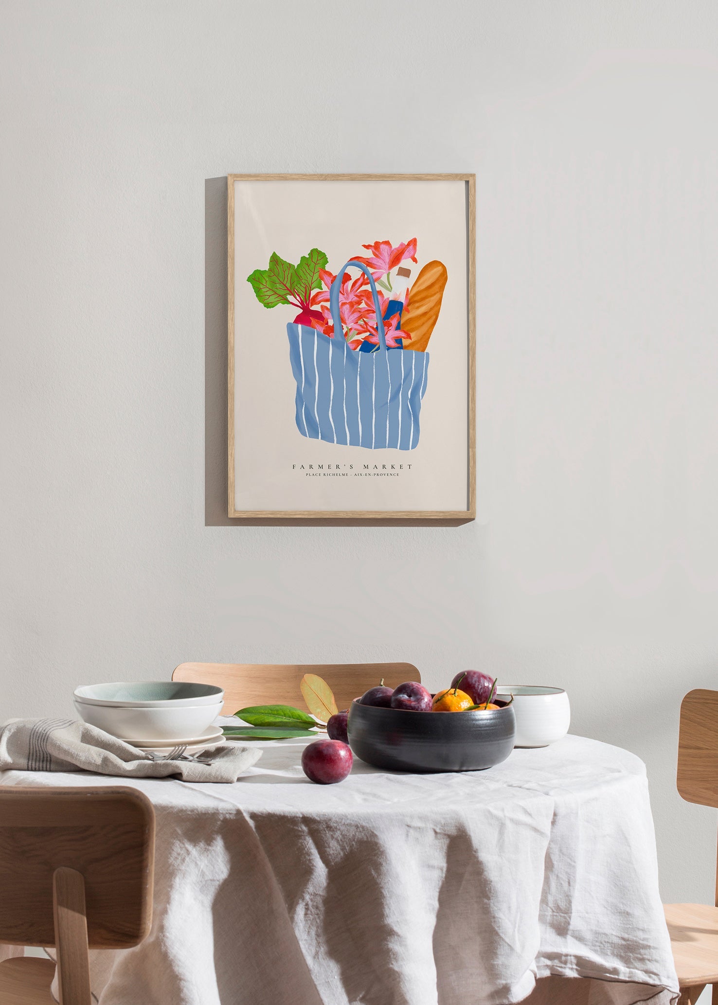 Keuken kunst met markttas illustratie