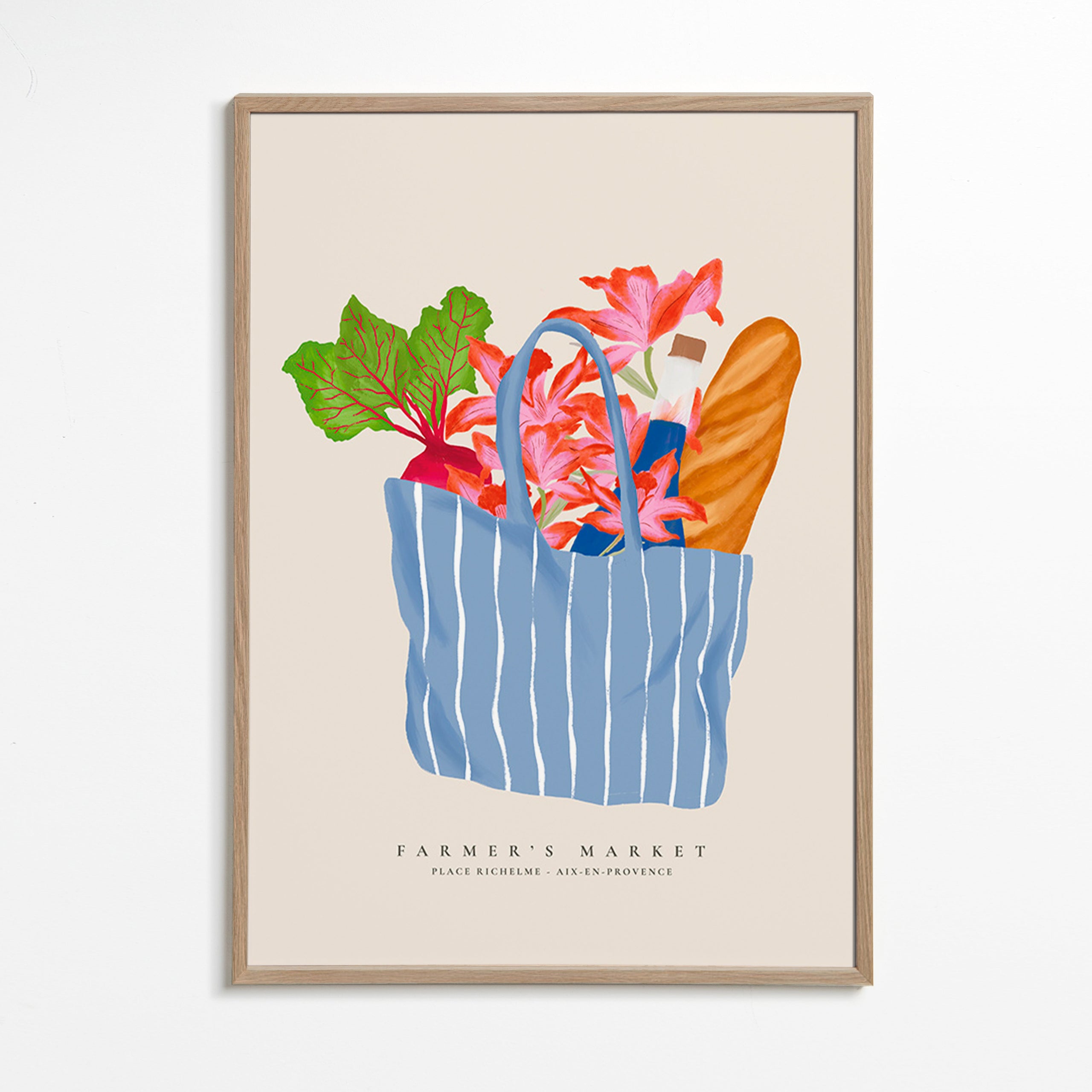 Keuken kunst met markttas illustratie