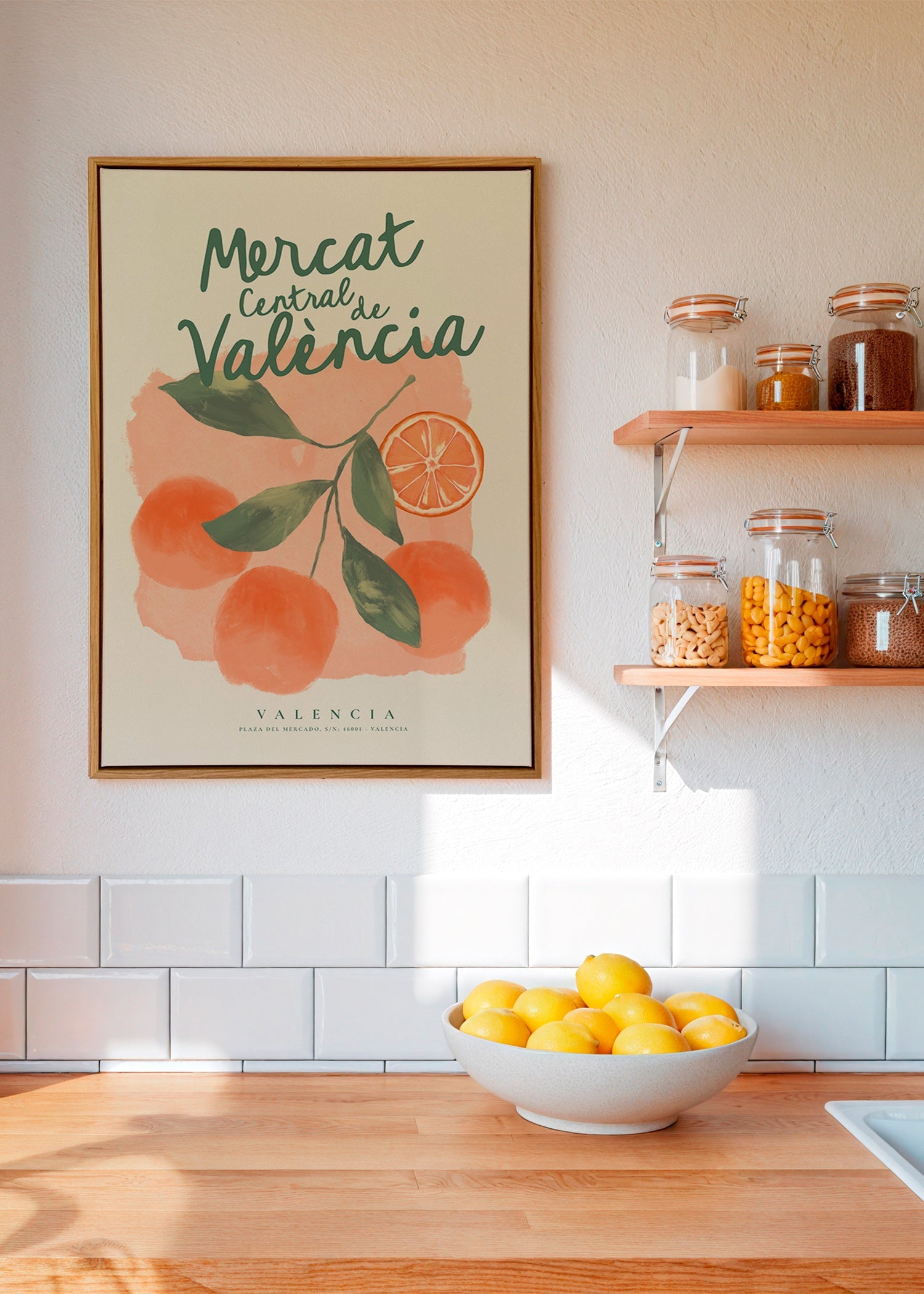 Keuken kunst Mercat Central met sinaasappels