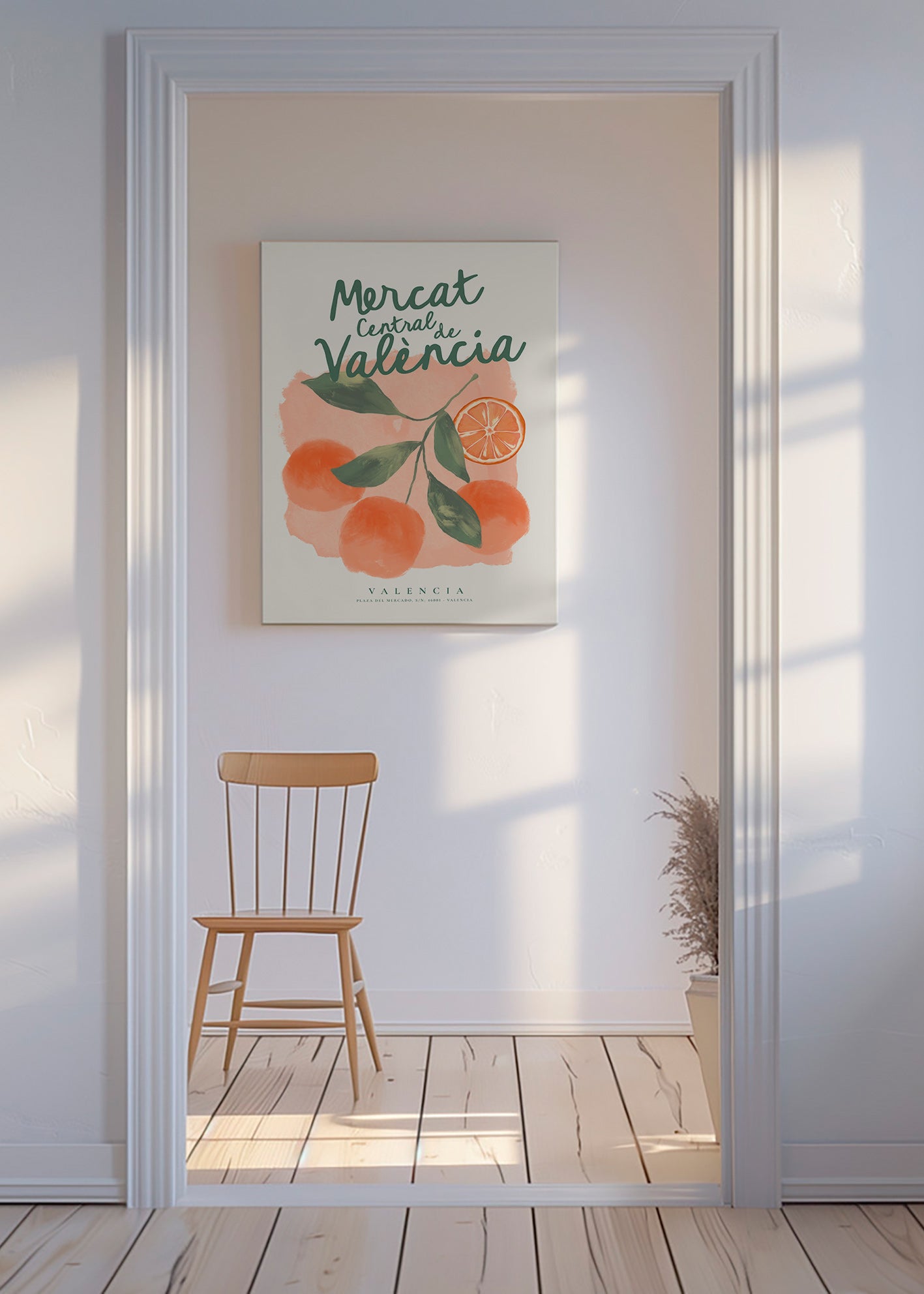 Keuken kunst Mercat Central met sinaasappels